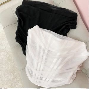 White corset strapless crop top